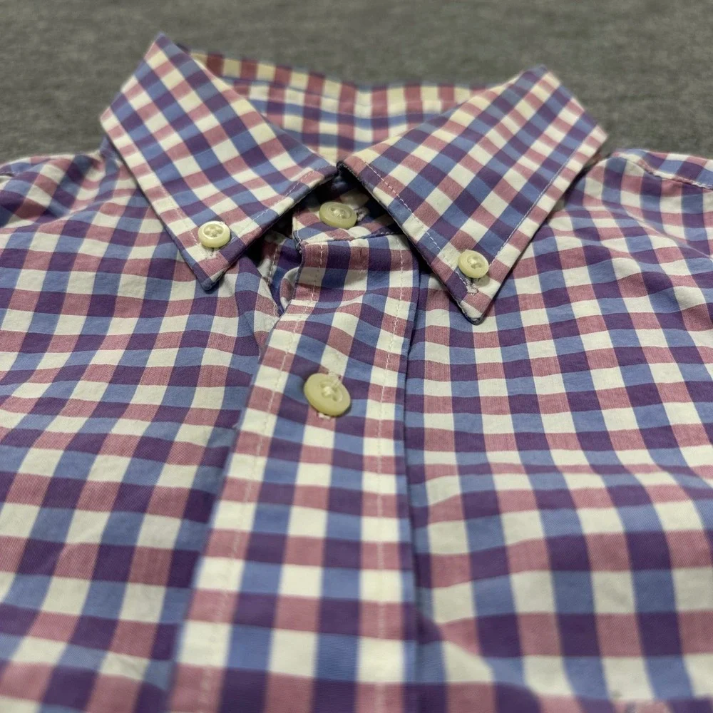 Banana Republic Button Down Shirt Mens Small Purple Gingham Softwash Slim Fit